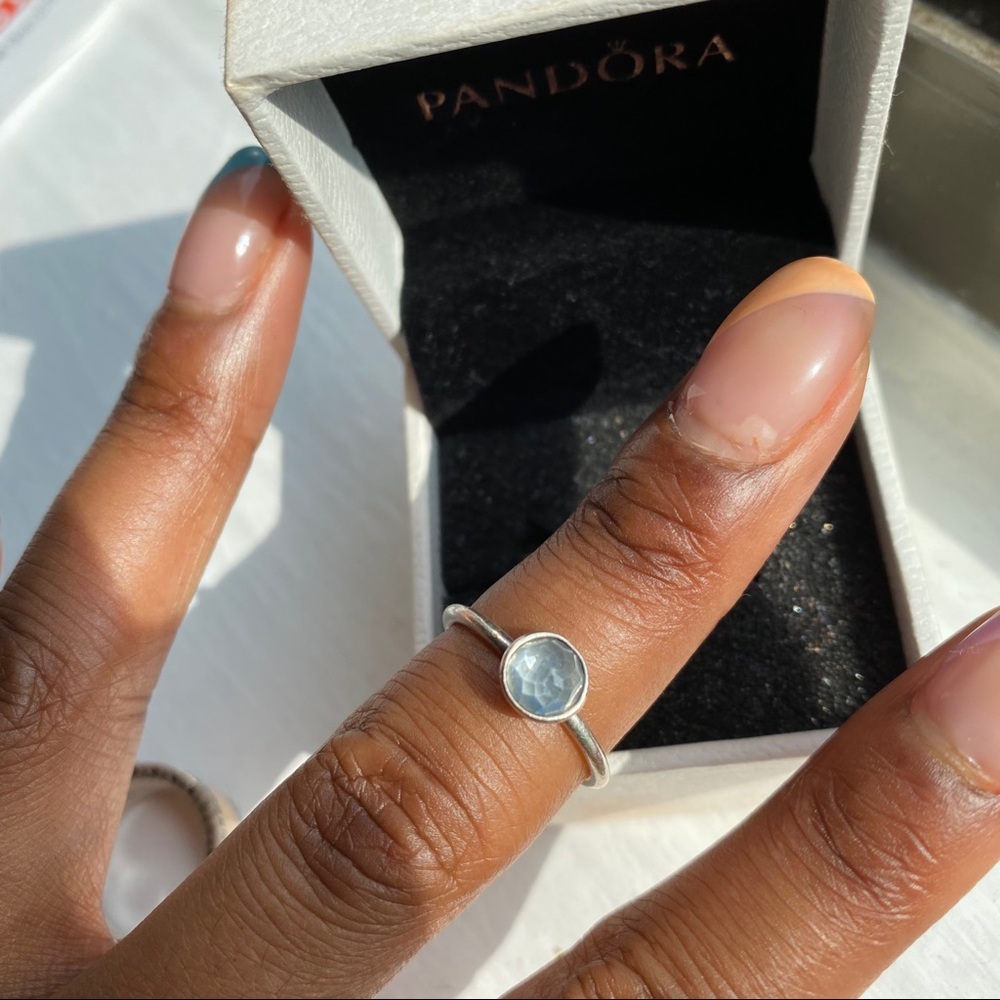 Pandora Silver Birthstone Ring —March/Blue